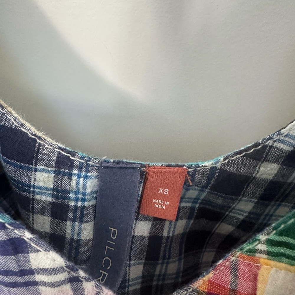 Pilcro Madras Plaid Tie Shoulder Top - Picture 4 of 8